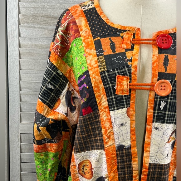 Halloween Themed Handmade Quilted Sweatshirt Jacket-Large - Picture 3 of 11